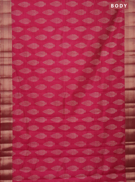 Semi raw silk saree pink with butta prints and zari woven border