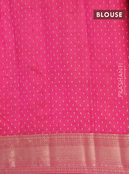 Semi raw silk saree pink with butta prints and zari woven border