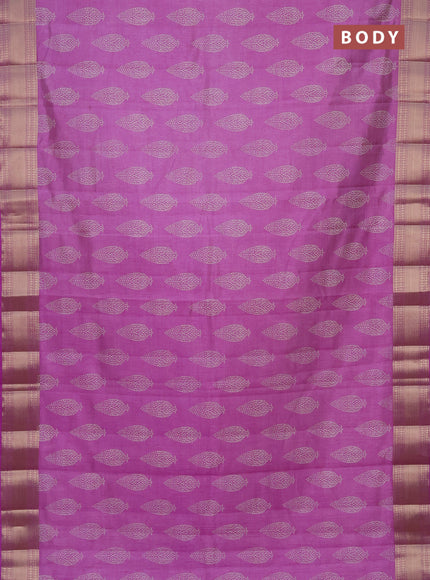 Semi raw silk saree lavender with butta prints and zari woven border
