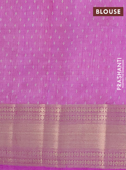 Semi raw silk saree lavender with butta prints and zari woven border