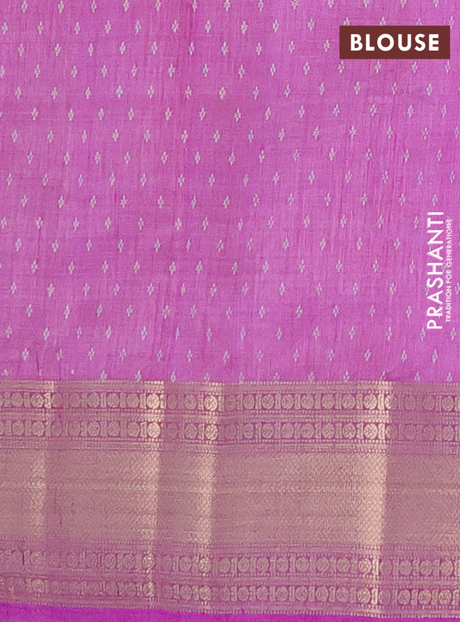Semi raw silk saree lavender with butta prints and zari woven border