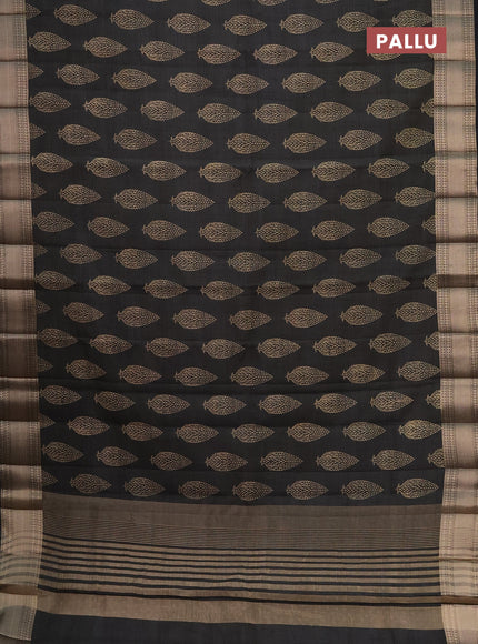 Semi raw silk saree black with butta prints and zari woven border