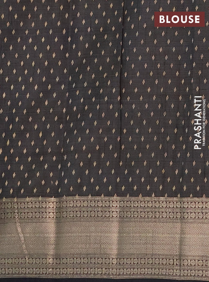 Semi raw silk saree black with butta prints and zari woven border