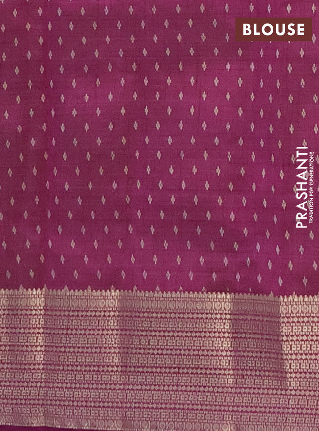 Semi raw silk saree deep purple with butta prints and zari woven border