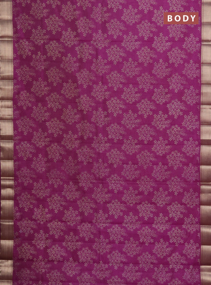 Semi raw silk saree purple with butta prints and zari woven border