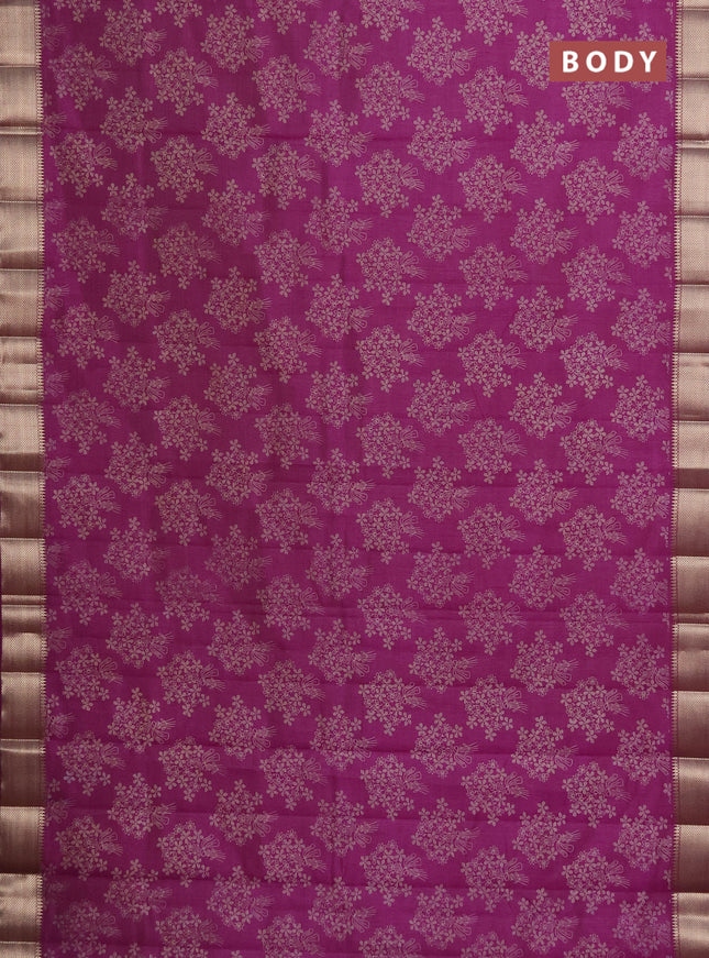 Semi raw silk saree purple with butta prints and zari woven border