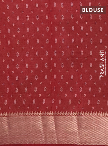 Semi raw silk saree maroon with butta prints and zari woven border