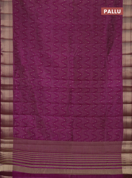 Semi raw silk saree purple with allover prints and zari woven border