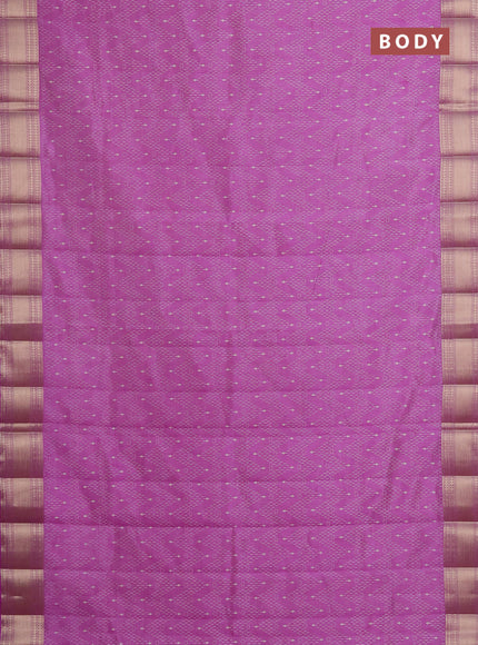 Semi raw silk saree lavender with allover prints and zari woven border