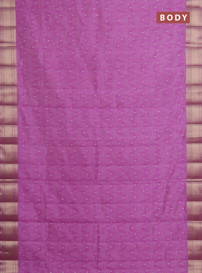 Semi raw silk saree lavender with allover prints and zari woven border