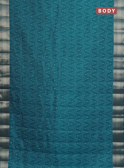 Semi raw silk saree cs blue with allover prints and zari woven border