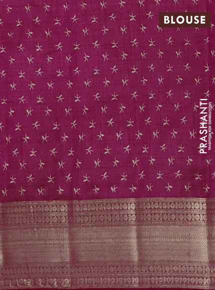Semi raw silk saree pink with allover prints and zari woven border