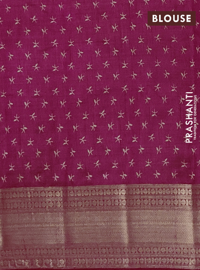Semi raw silk saree pink with allover prints and zari woven border