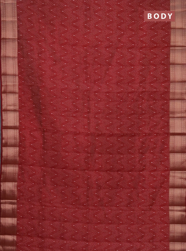Semi raw silk saree maroon with allover prints and zari woven border