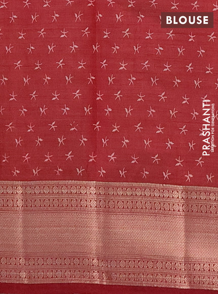 Semi raw silk saree maroon with allover prints and zari woven border