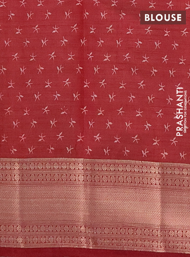 Semi raw silk saree maroon with allover prints and zari woven border