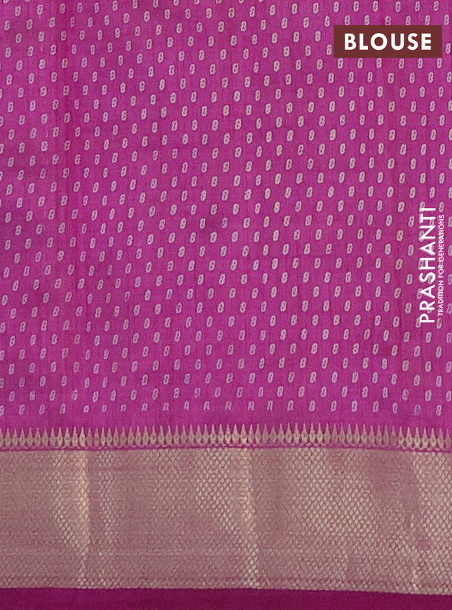 Semi raw silk saree purple with allover prints and zari woven border
