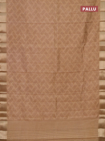 Semi raw silk saree sandal with allover prints and zari woven border