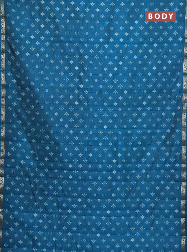 Semi raw silk saree cs blue with allover butta prints and zari woven border