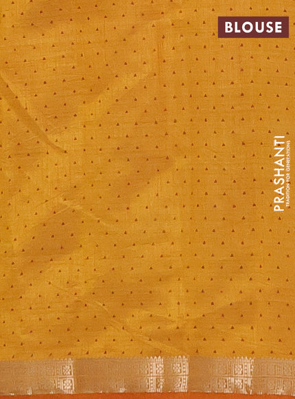 Semi raw silk saree mustard yellow with allover geometric prints and zari woven border