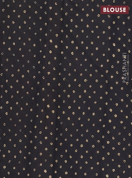 Muslin cotton saree maroon and black with ajrakh prints and printed border