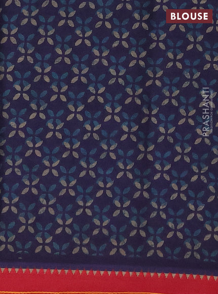 Muslin cotton saree grey blue and maroon with allover prints and woven border