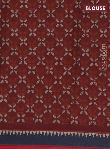 Muslin cotton saree grey maroon and black with allover prints and woven border