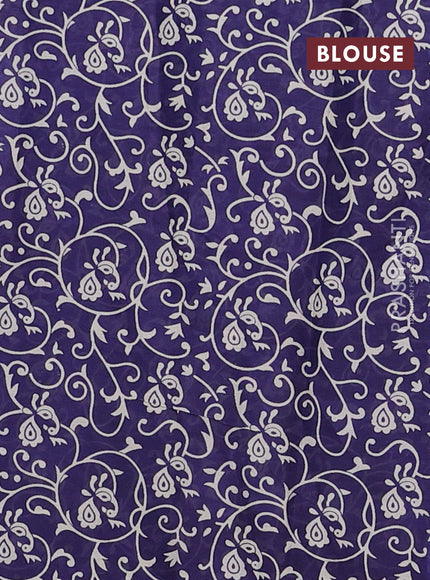 Muslin cotton saree blue with allover prints and printed border