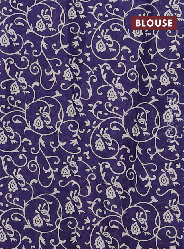Muslin cotton saree blue with allover prints and printed border