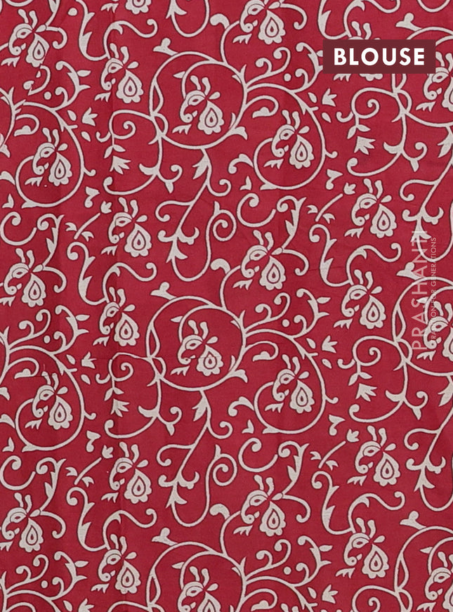 Muslin cotton saree maroon with allover prints and printed border