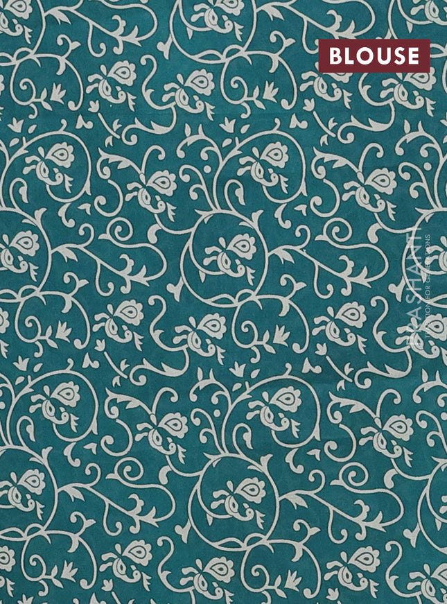 Muslin cotton saree green with allover prints and printed border