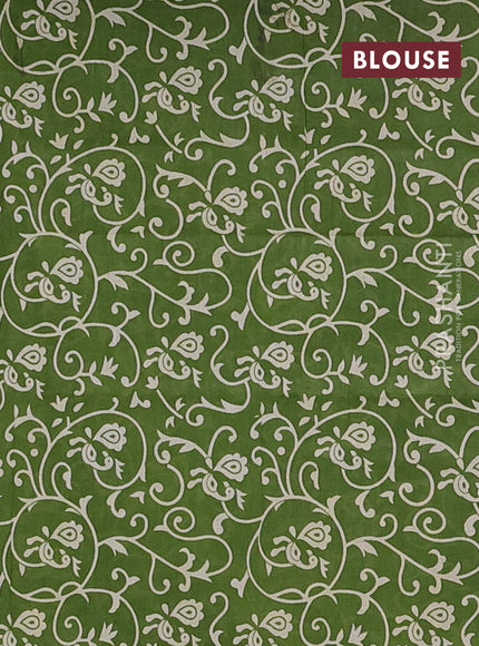 Muslin cotton saree green with allover prints and printed border
