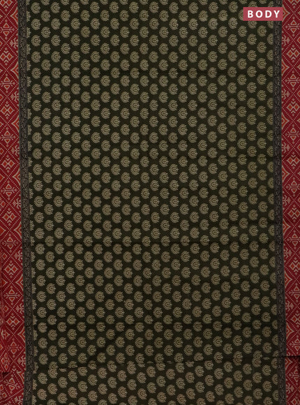 Muslin cotton saree sap green and maroon with allover butta prints and printed border
