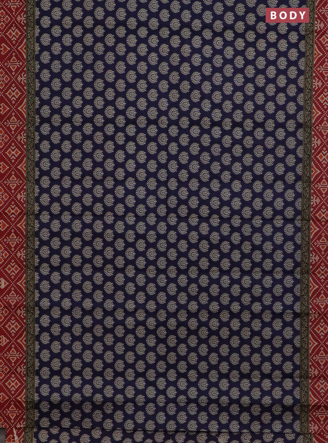Muslin cotton saree blue and maroon with allover butta prints and printed border