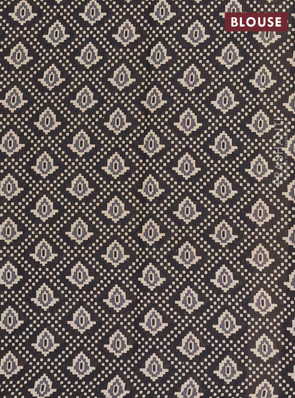 Muslin cotton saree maroon and black with allover butta prints and printed border