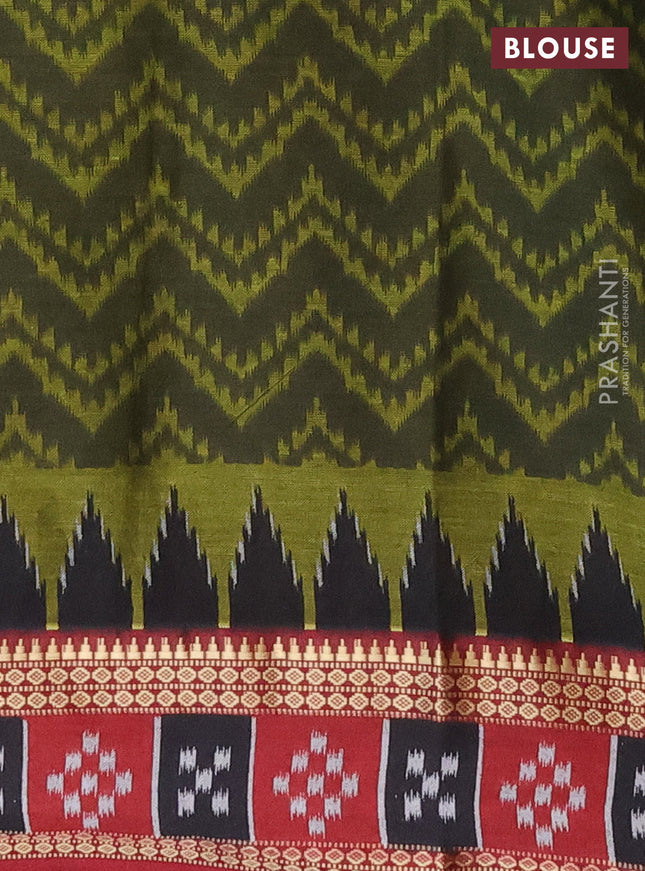 Muslin cotton saree sap green and maroon with allover prints and woven border