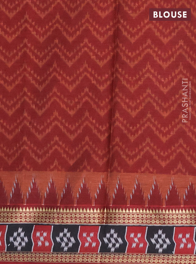 Muslin cotton saree maroon and black with allover prints and woven border