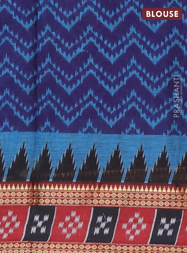 Muslin cotton saree navy blue and maroon with allover prints and woven border