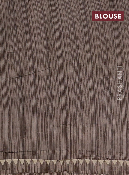 Muslin cotton saree blue and grey with allover floral prints and printed border