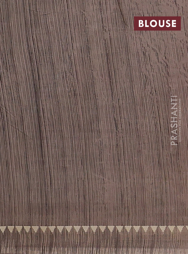 Muslin cotton saree maroon with allover floral prints and printed border