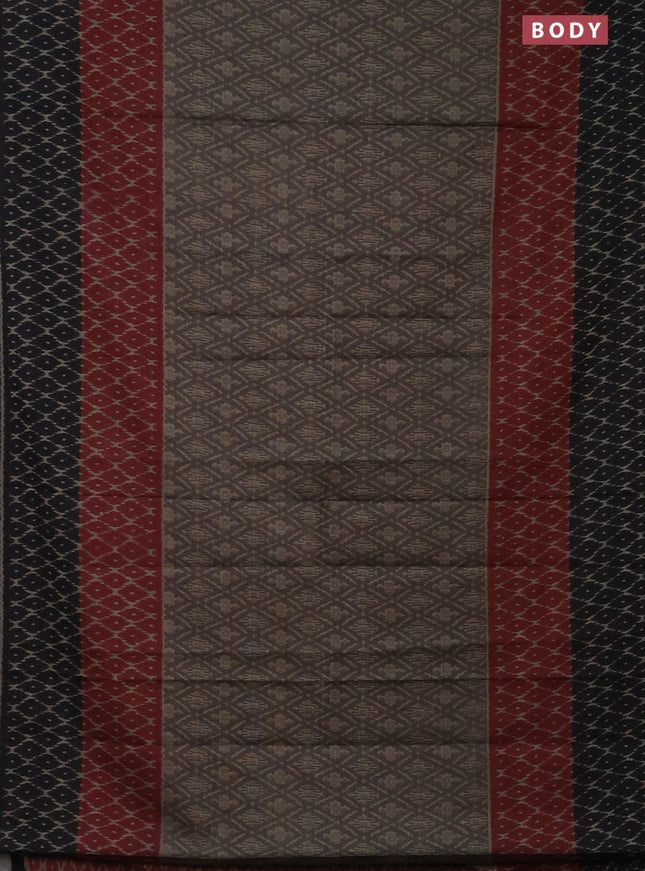 Muslin cotton saree maroon and black with allover prints and printed border