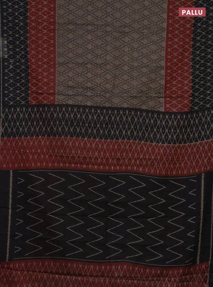 Muslin cotton saree maroon and black with allover prints and printed border