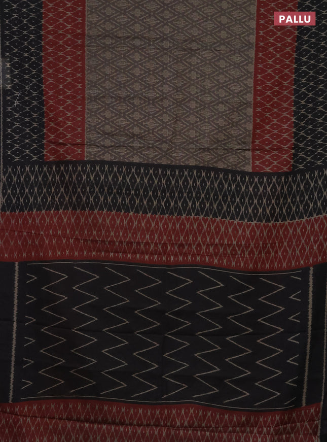 Muslin cotton saree maroon and black with allover prints and printed border