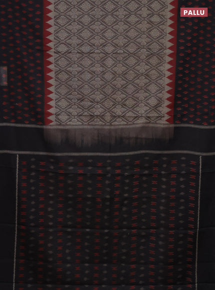 Muslin cotton saree grey and black with allover prints and printed border