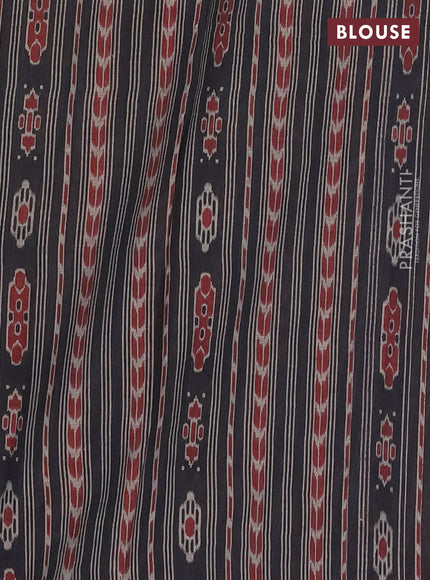 Muslin cotton saree grey and black with allover prints and printed border