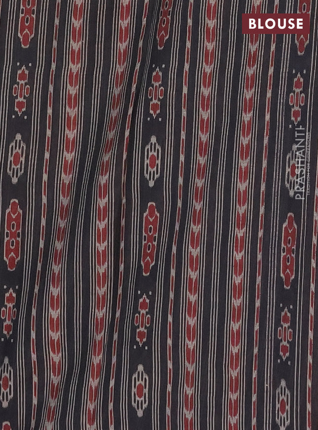 Muslin cotton saree grey and black with allover prints and printed border