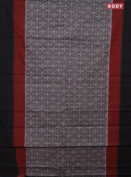 Muslin cotton saree grey and black maroon with allover prints and simple border