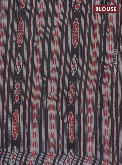 Muslin cotton saree grey and black maroon with allover prints and simple border