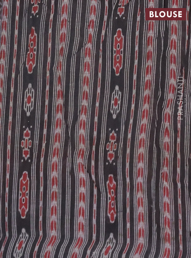 Muslin cotton saree grey and black maroon with allover prints and simple border