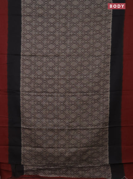 Muslin cotton saree grey and black maroon with allover prints and simple border